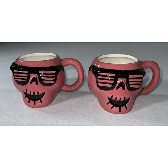 Hyde & Eek Pink Skull Earthenware Coffee Cups Mugs Target Set Of 2 - Picture 3 of 8